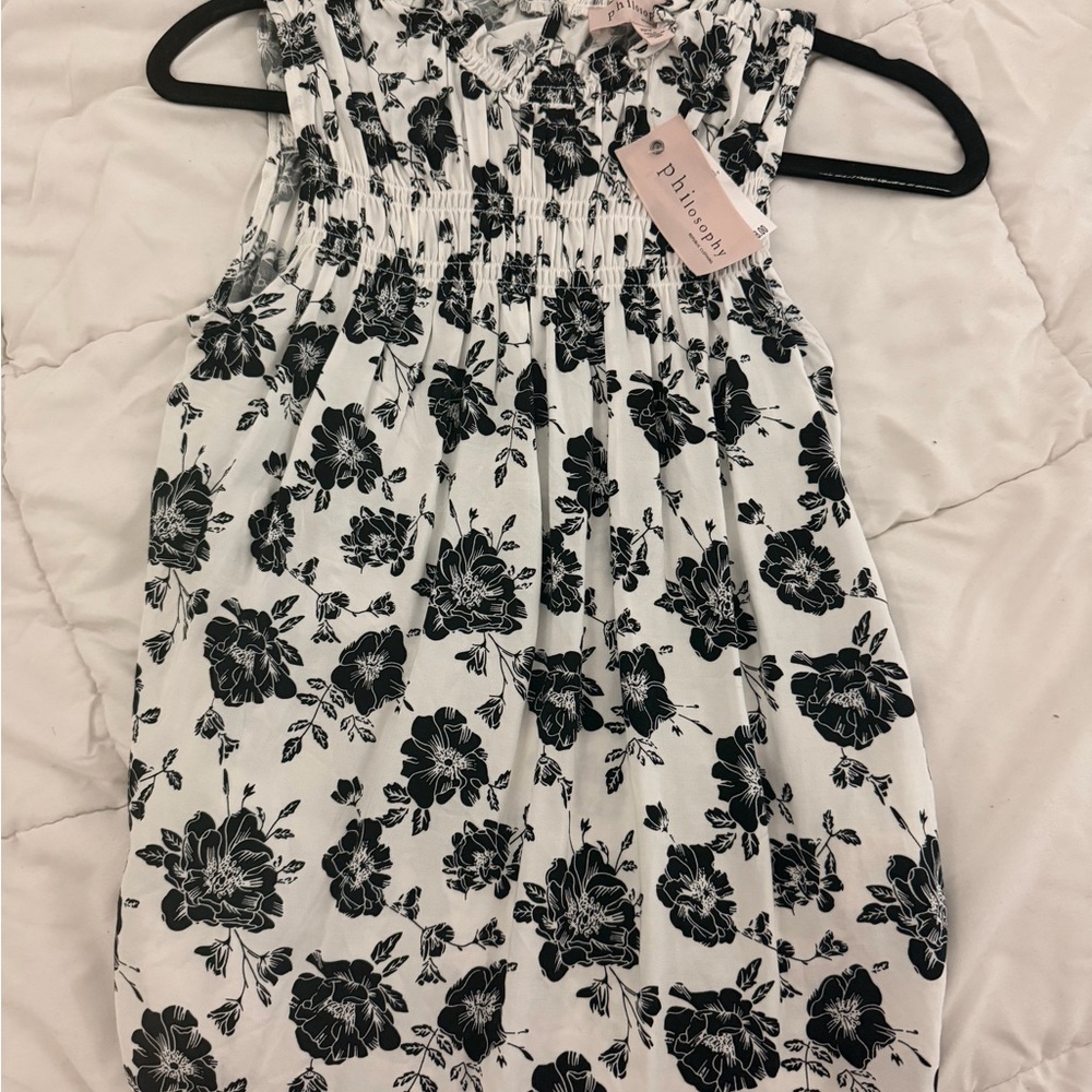 NWT Philosophy Black and White Floral Tank Shirt